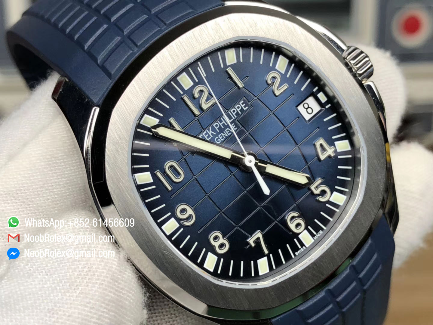 Aquanaut 5167 Stainless Steel Blue Textured Dial on Blue Rubber Strap A324 KMF 1:1 Best Edition