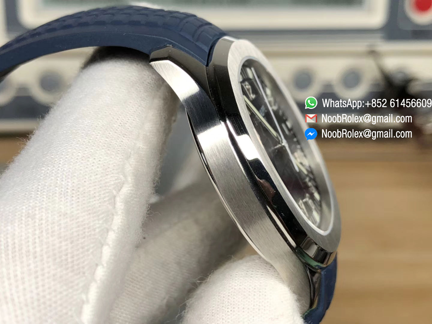 Aquanaut 5167 Stainless Steel Blue Textured Dial on Blue Rubber Strap A324 KMF 1:1 Best Edition