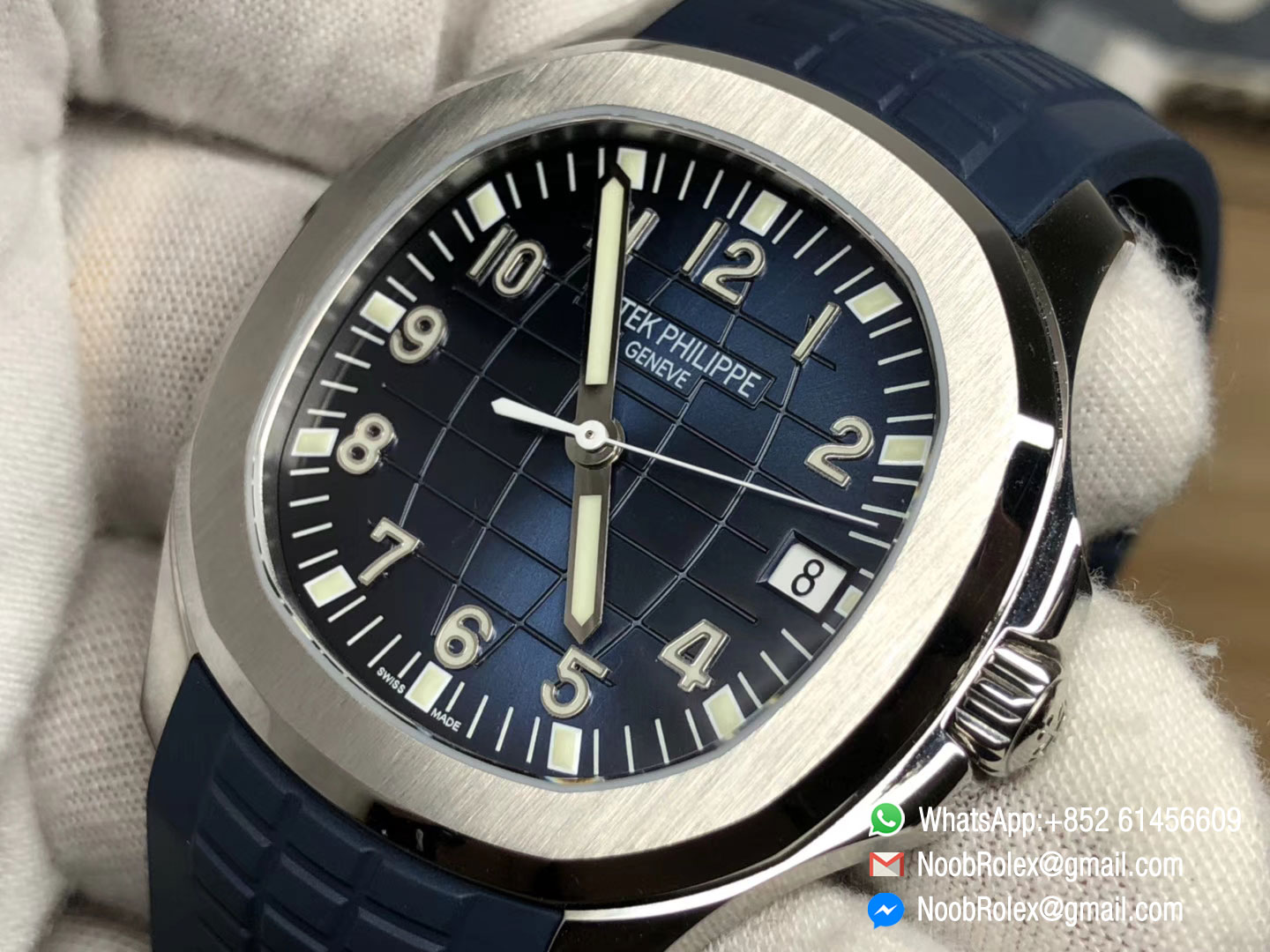Aquanaut 5167 Stainless Steel Blue Textured Dial on Blue Rubber Strap A324 KMF 1:1 Best Edition