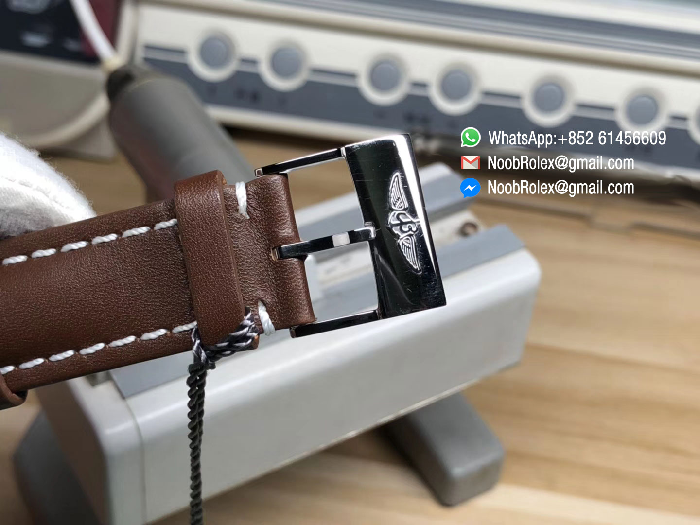 Breitling Transocean Day & Date Automatic Steel Case White Dial on Brown Leather Strap A2836