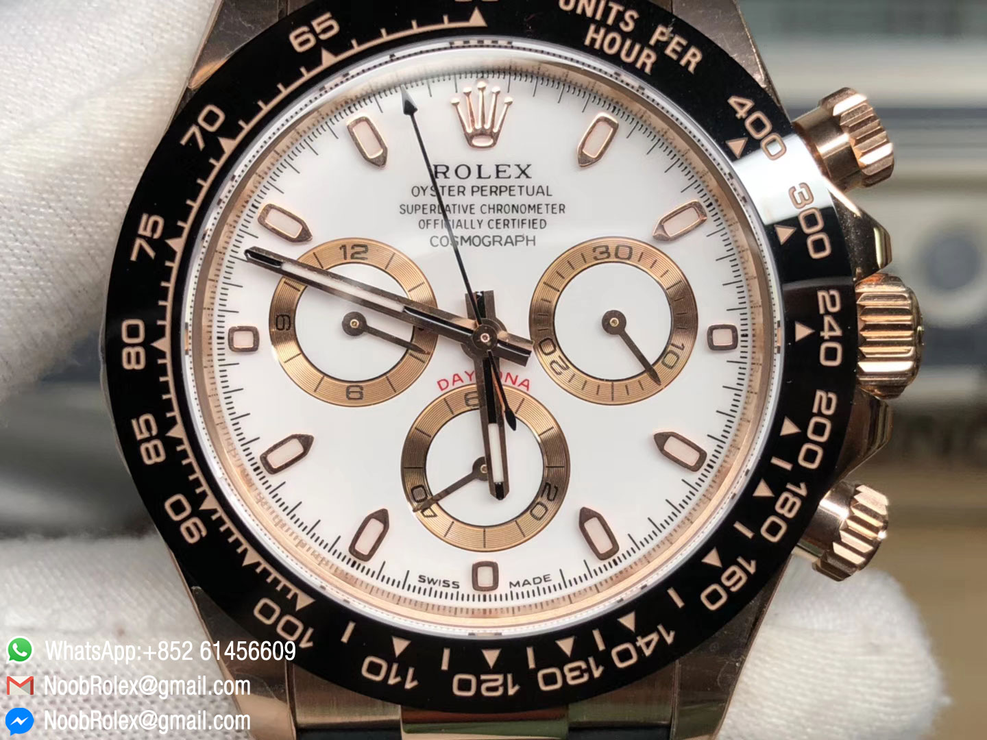 Daytona 116515 Rose Gold Case White Dial on Black Rubber Strap SA4130 Movement Full Chronograph Function Noob 2018 Best Edition