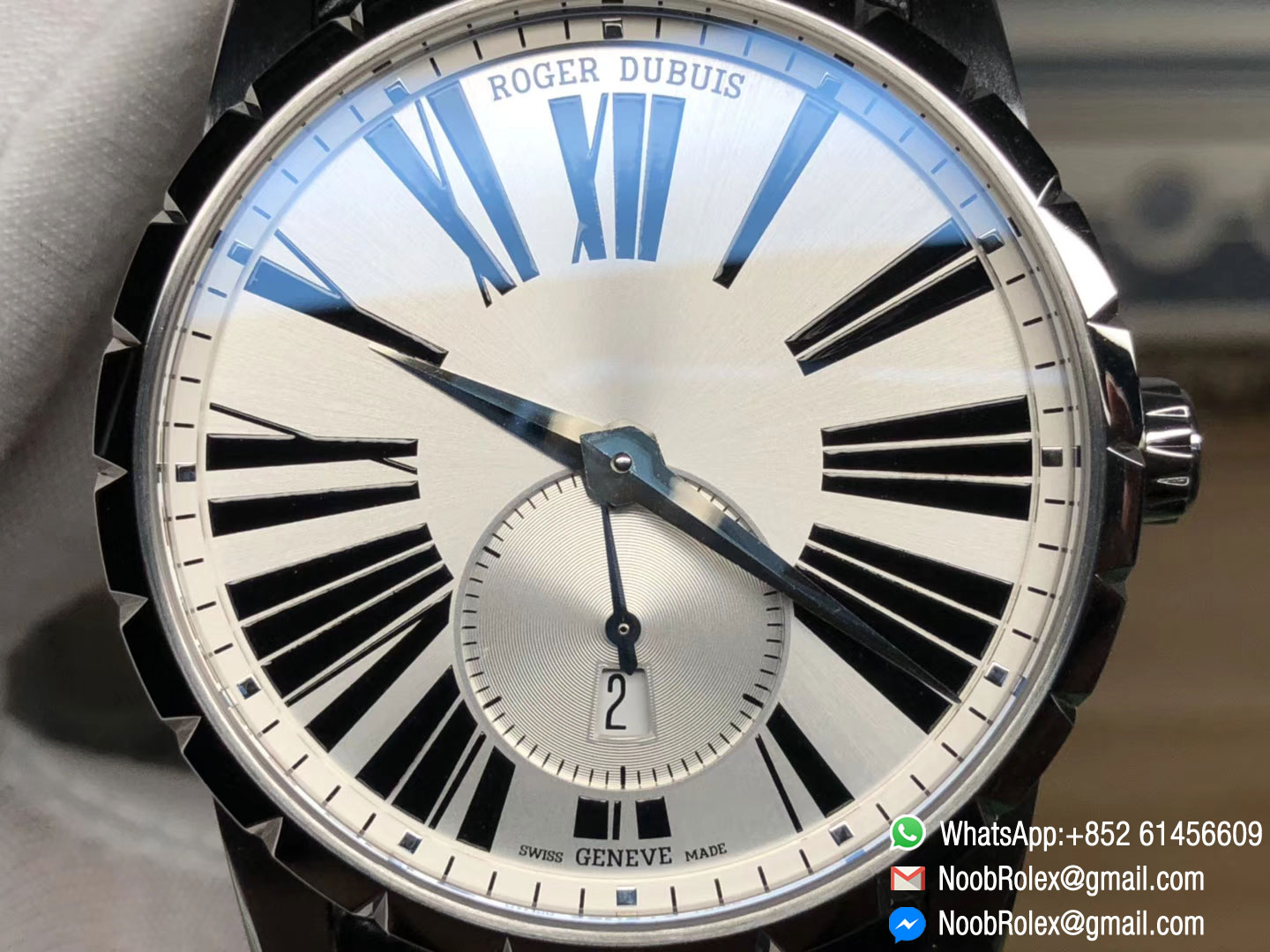 Excalibur 42mm Horloger Genevois Dbex0536 SS Silver Dial on Black Leather Strap A830 RDF Best Edition Top Rep Watch