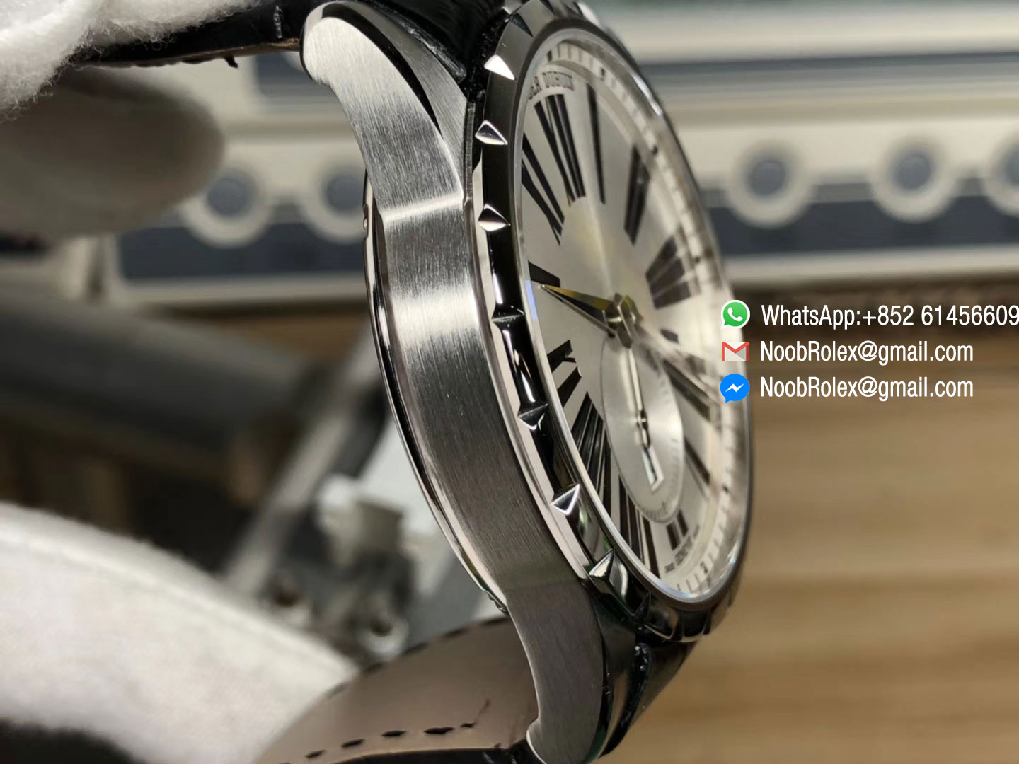 Excalibur 42mm Horloger Genevois Dbex0536 SS Silver Dial on Black Leather Strap A830 RDF Best Edition Top Rep Watch