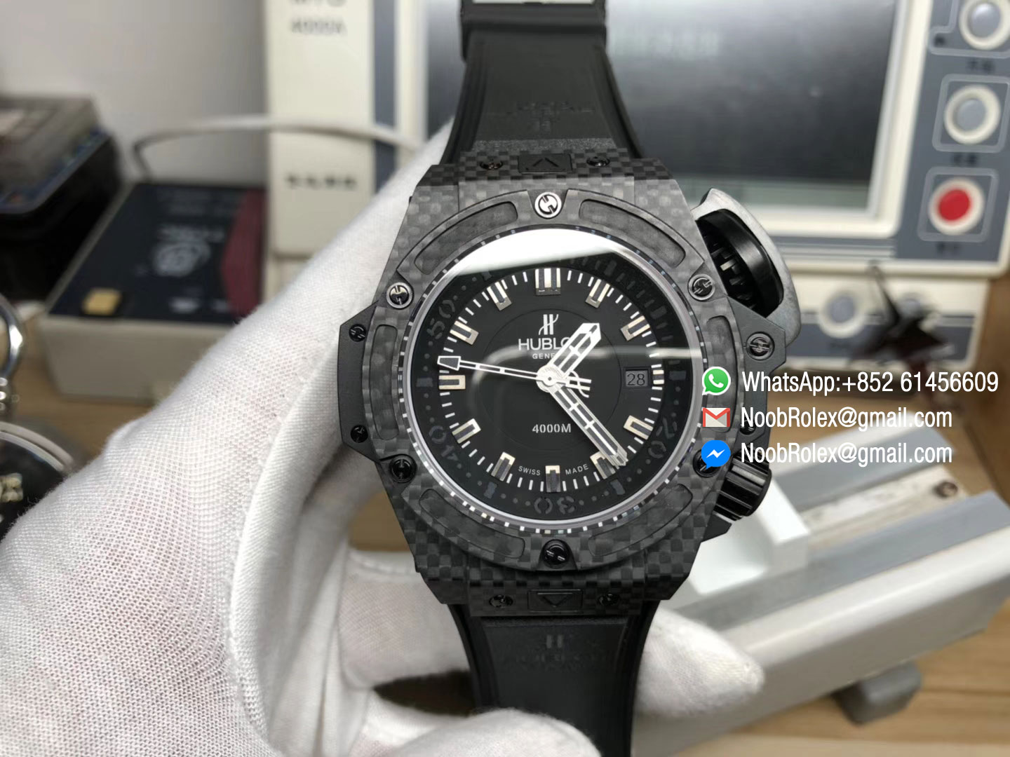 King Power OceanoGraphic 48mm Diver 4000 Forged Carbon Fiber Silver Marker Black Rubber A7750 V6F V2 1:1 Best Edition