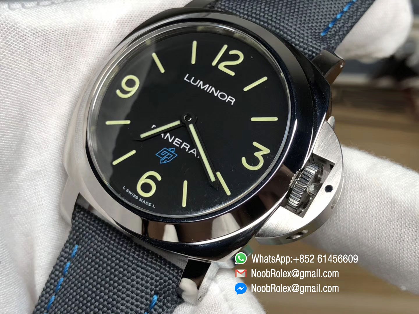 PAM00774 PAM774 Luminor Base Blue Logo 3 Days Acciaio Black Dial on Blue Nylon Strap A6498 XF 1:1 Best Edition