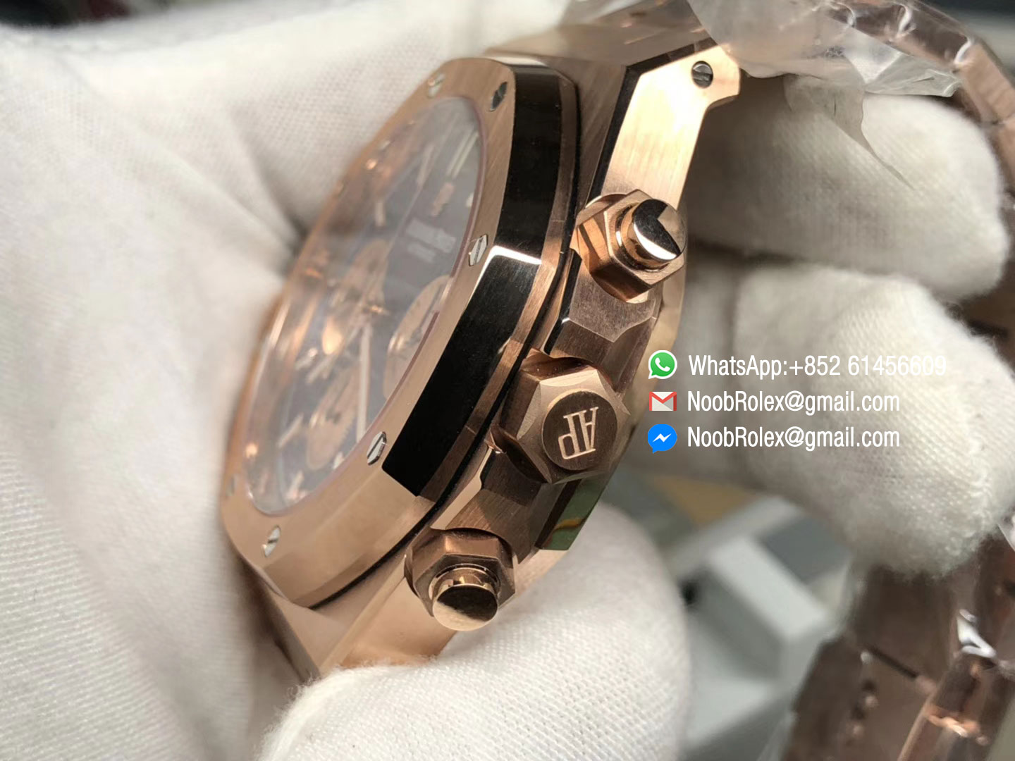 Royal Oak Chronograph Watch 26331OR.OO.1220OR.01 Rose Gold Case & Bracelet Blue Dial Rose Gold Sub-dial A7750 JHF Best Edition