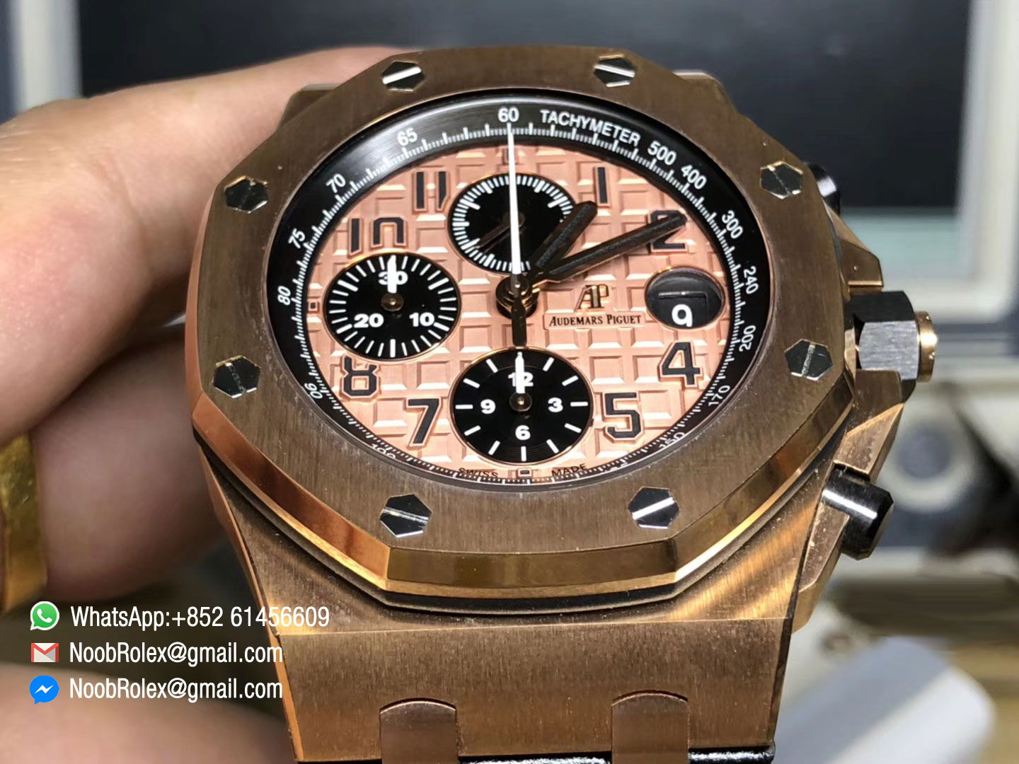Royal Oak Offshore 2014 Gold Theme Watch 26470OR.OO.1000OR.01 on Black Leather Strap A3126 Cyclops and DW Mod JF 2018 1:1 Best Edition V2