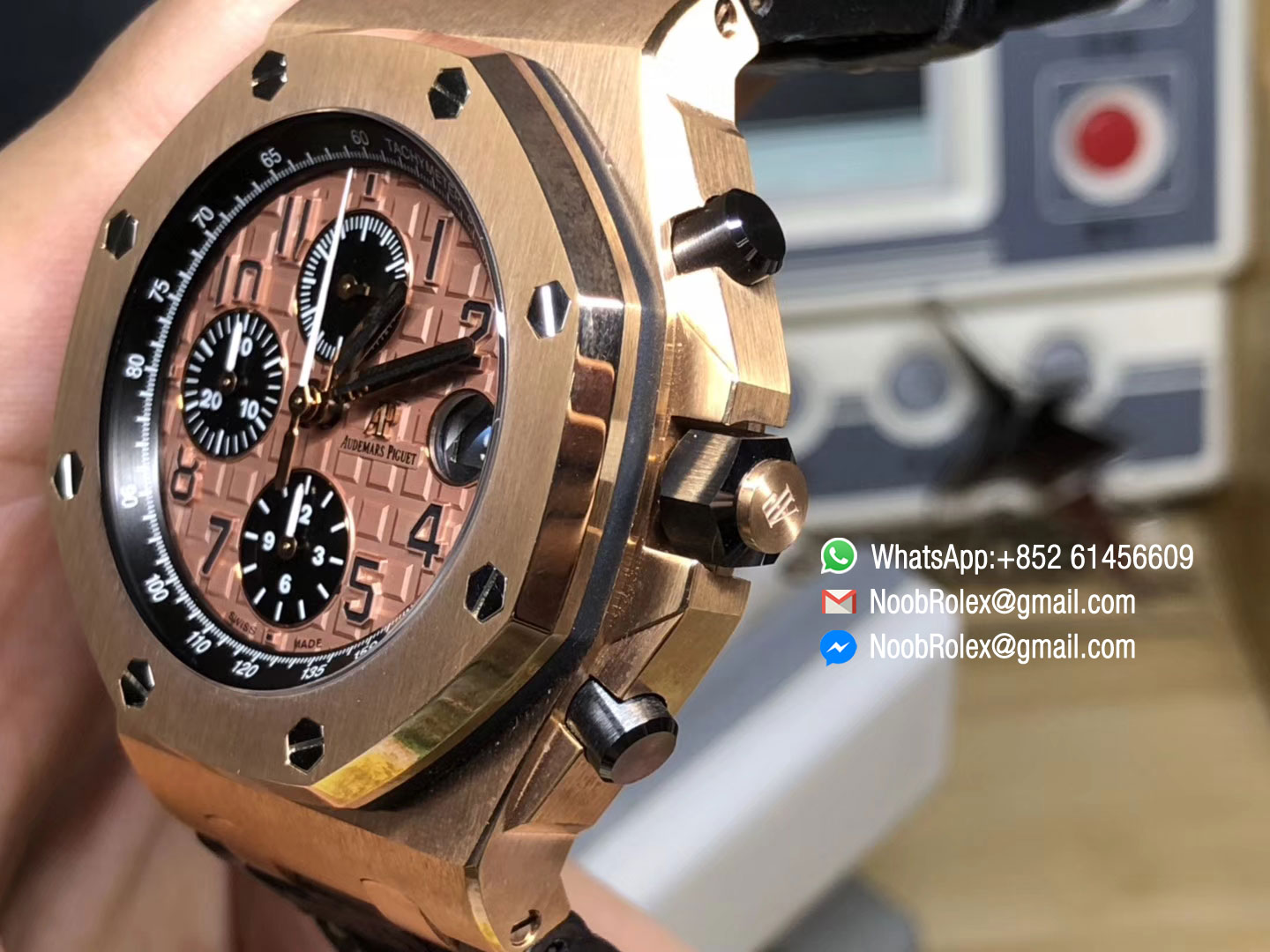 Royal Oak Offshore 2014 Gold Theme Watch 26470OR.OO.1000OR.01 on Black Leather Strap A3126 Cyclops and DW Mod JF 2018 1:1 Best Edition V2