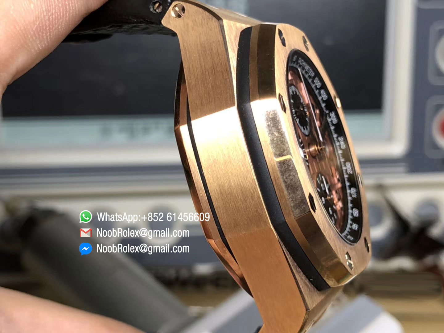 Royal Oak Offshore 2014 Gold Theme Watch 26470OR.OO.1000OR.01 on Black Leather Strap A3126 Cyclops and DW Mod JF 2018 1:1 Best Edition V2