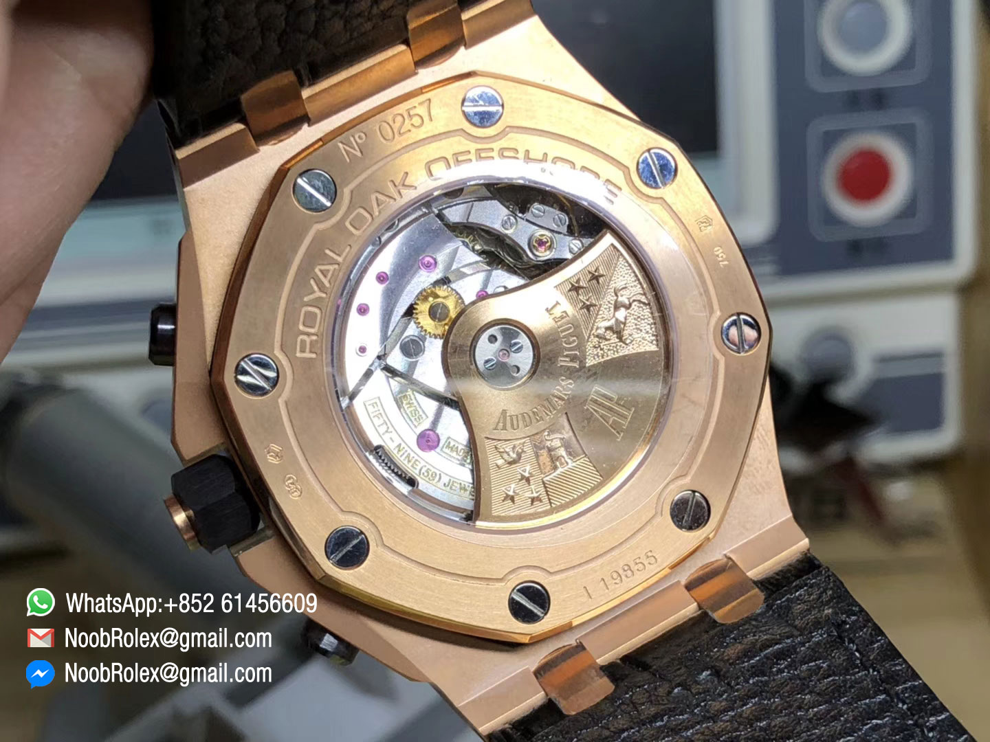 Royal Oak Offshore 2014 Gold Theme Watch 26470OR.OO.1000OR.01 on Black Leather Strap A3126 Cyclops and DW Mod JF 2018 1:1 Best Edition V2