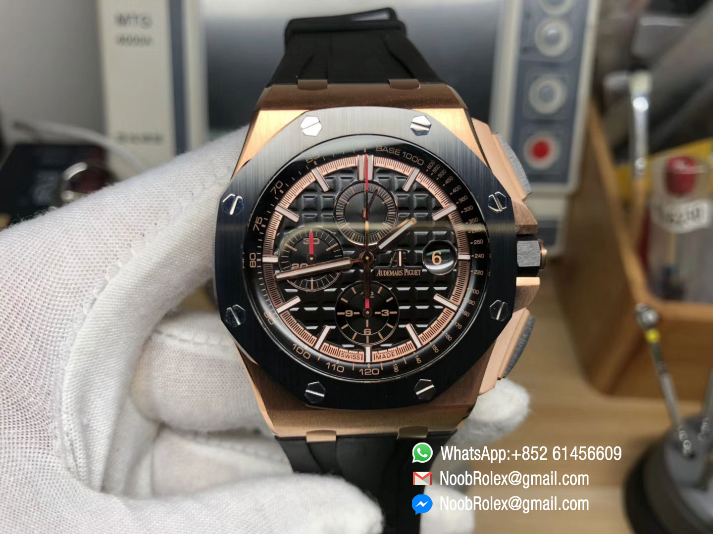 Royal Oak Offshore 26401RO.OO.A002CA.02 2017 44mm Rose Gold Updated Black Ceramic Bezel on Rubber Strap A3126 JF 1:1 Best Edition V2