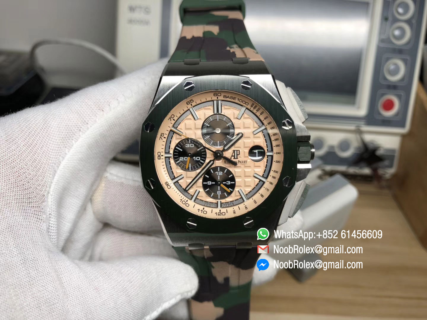 Royal Oak Offshore 2018 SIHH Combat 26400SO 44mm Green Ceramic Bezel on Camo Rubber Strap A3126 JF 1:1 Best Edition