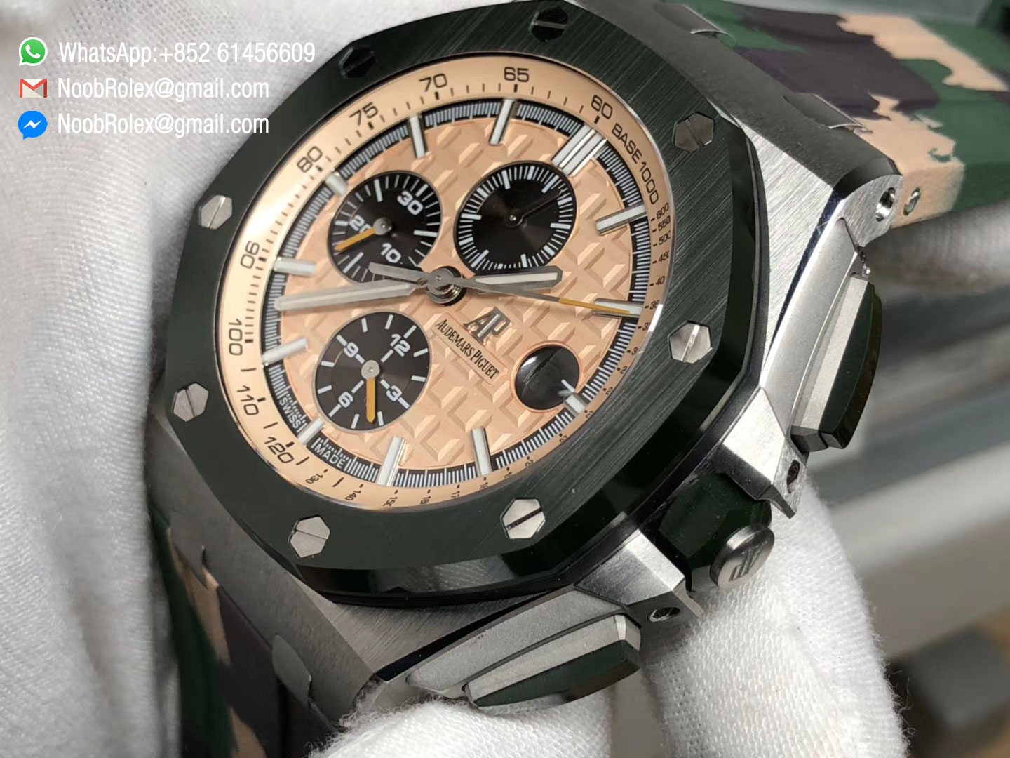 Royal Oak Offshore 2018 SIHH Combat 26400SO 44mm Green Ceramic Bezel on Camo Rubber Strap A3126 JF 1:1 Best Edition