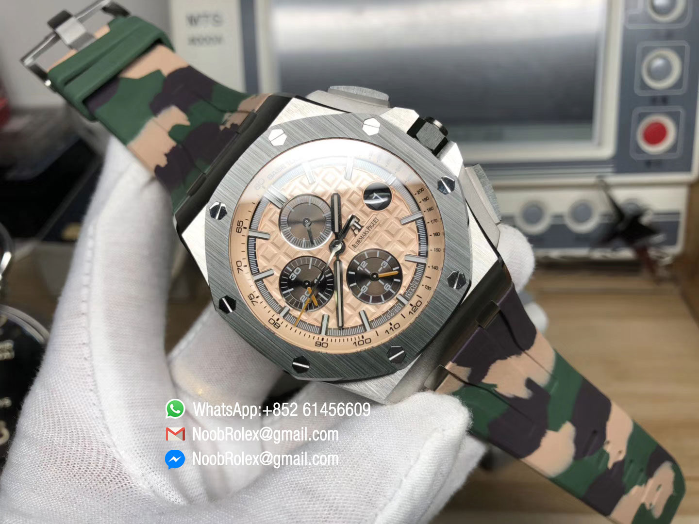 Royal Oak Offshore 2018 SIHH Combat 26400SO 44mm Green Ceramic Bezel on Camo Rubber Strap A3126 JF 1:1 Best Edition