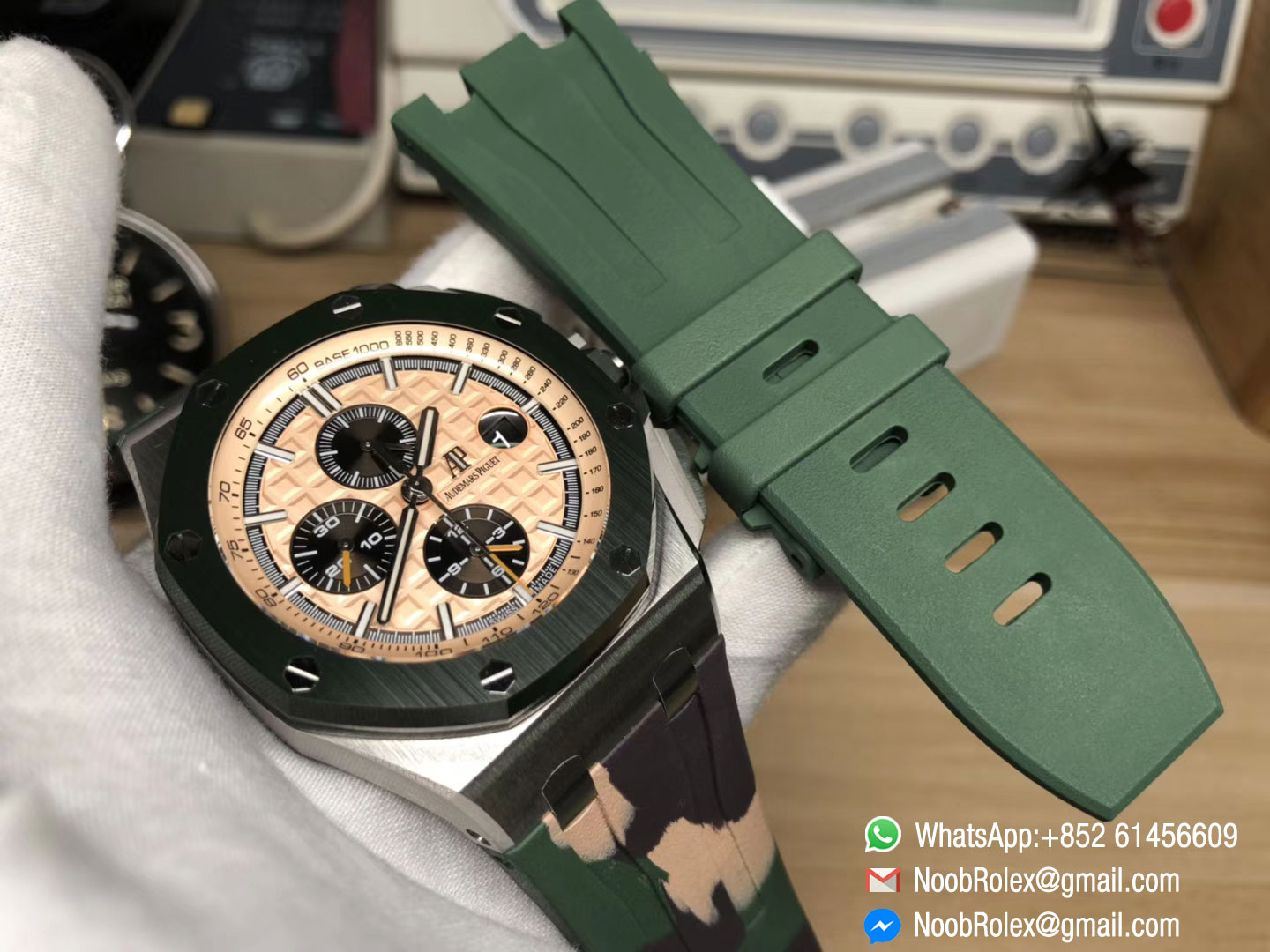 Royal Oak Offshore 2018 SIHH Combat 26400SO 44mm Green Ceramic Bezel on Camo Rubber Strap A3126 JF 1:1 Best Edition