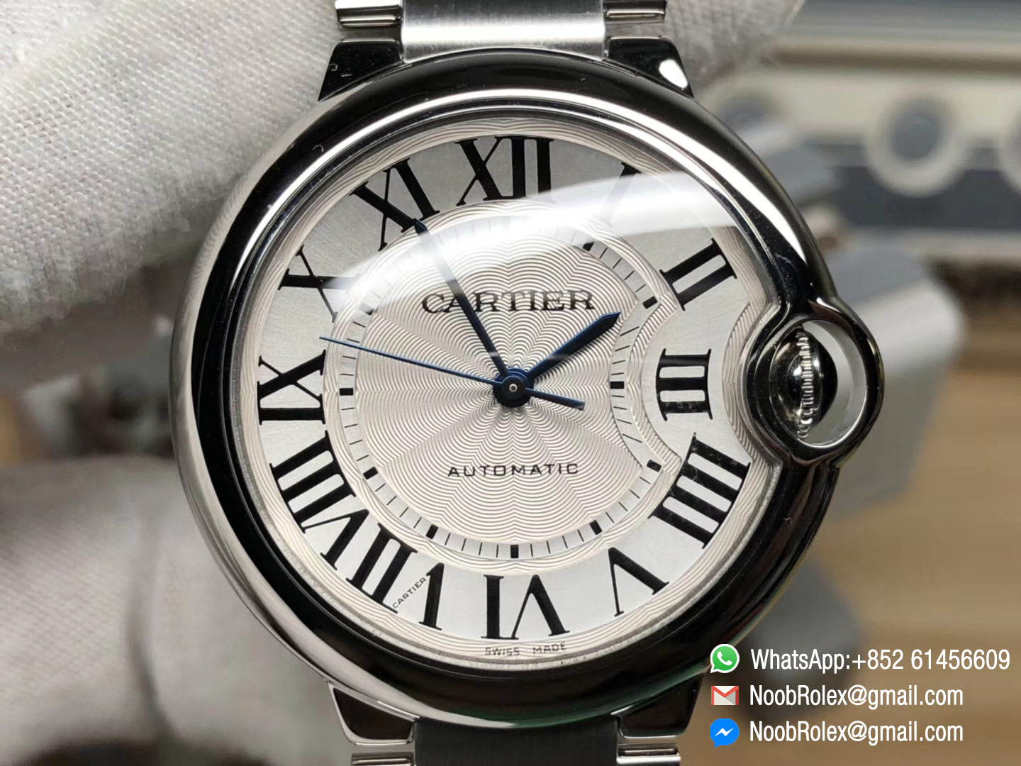 Ballon Bleu 33mm Steel Case & Bracelet White Textured Dial SEIKO NH05A 2018 AF Thickness as Same as Genuine