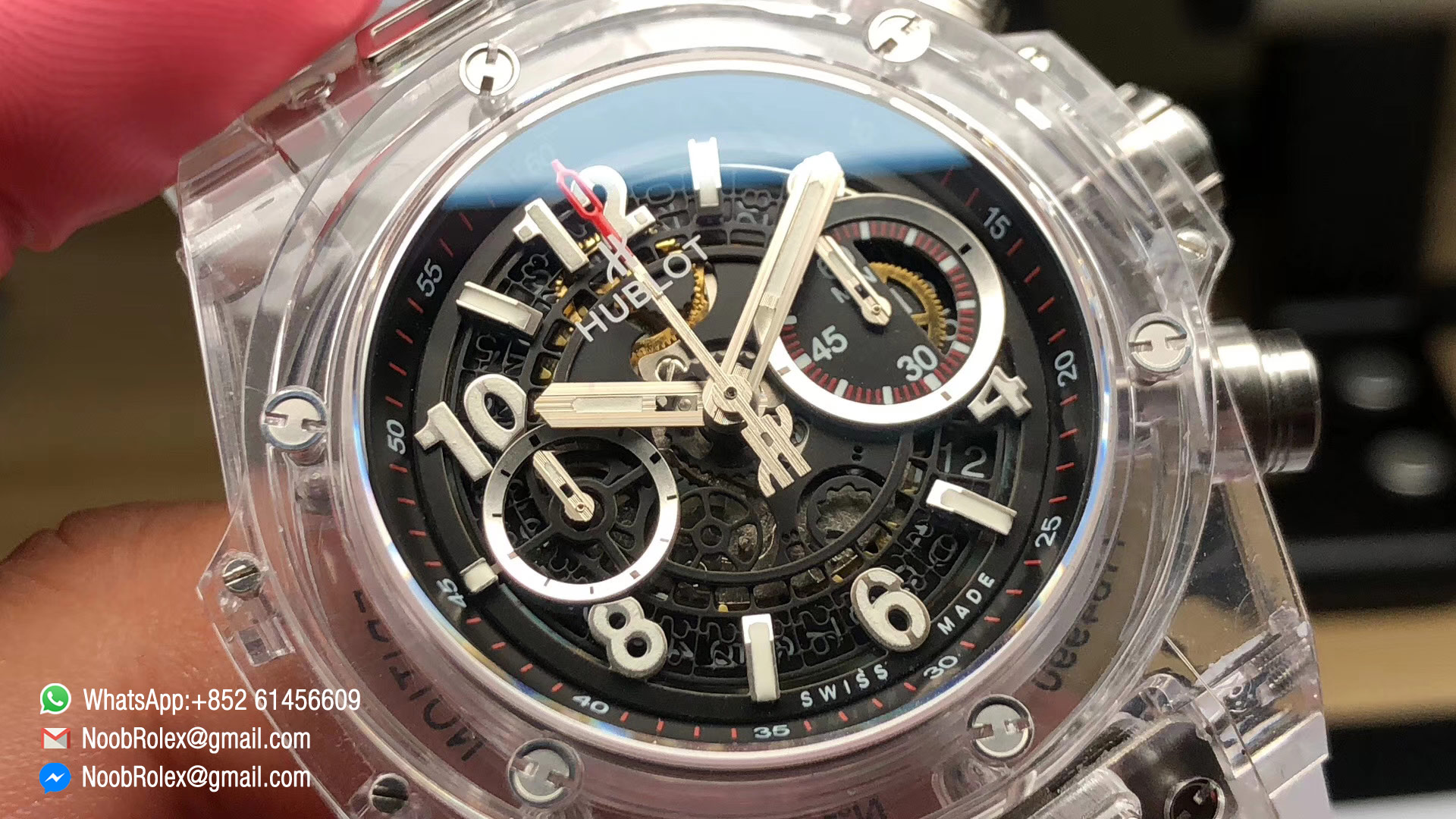 Big Bang Unico Magic Sapphire 45mm Black Skeleton Dial on Transparent Rubber Strap A1242 OXF 2018 Best Edition