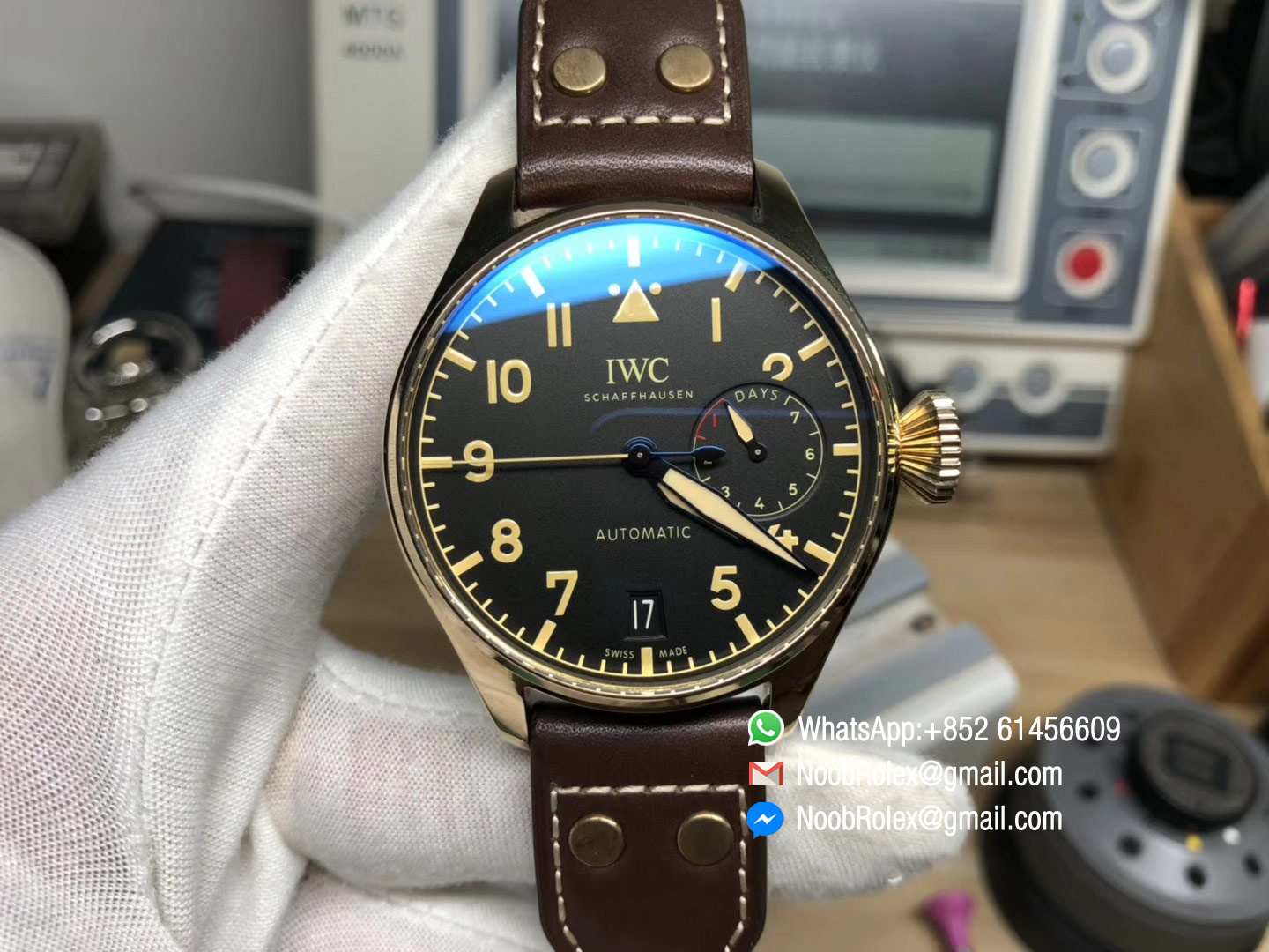 Big Pilot IW501005 Real Bronze Case Black Dial on Brown Leather Strap Asian Clone 52000 ZF 1:1 Top Level Quaity