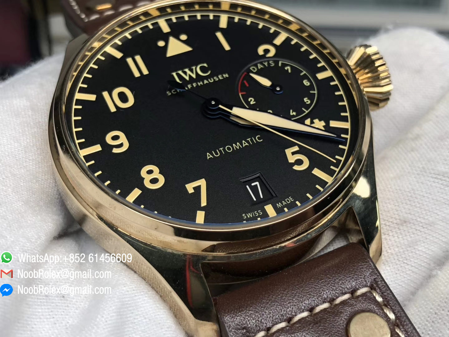 Big Pilot IW501005 Real Bronze Case Black Dial on Brown Leather Strap Asian Clone 52000 ZF 1:1 Top Level Quaity