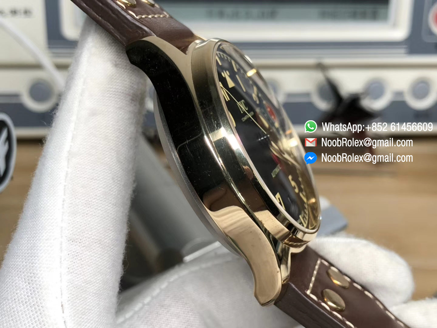 Big Pilot IW501005 Real Bronze Case Black Dial on Brown Leather Strap Asian Clone 52000 ZF 1:1 Top Level Quaity