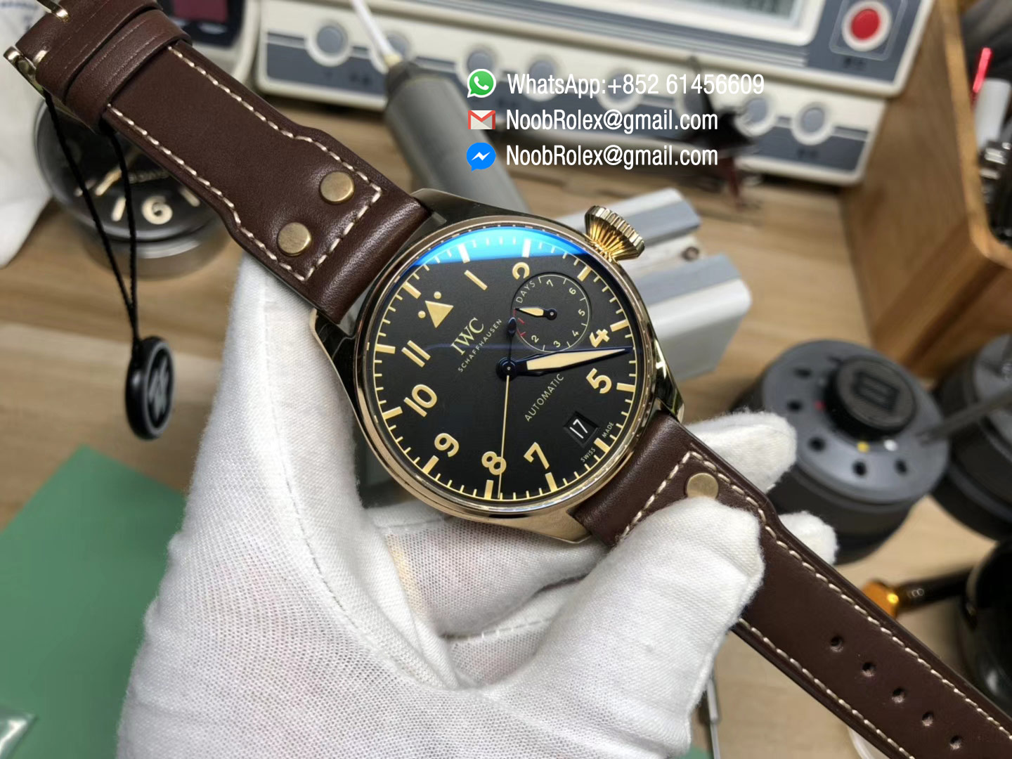 Big Pilot IW501005 Real Bronze Case Black Dial on Brown Leather Strap Asian Clone 52000 ZF 1:1 Top Level Quaity