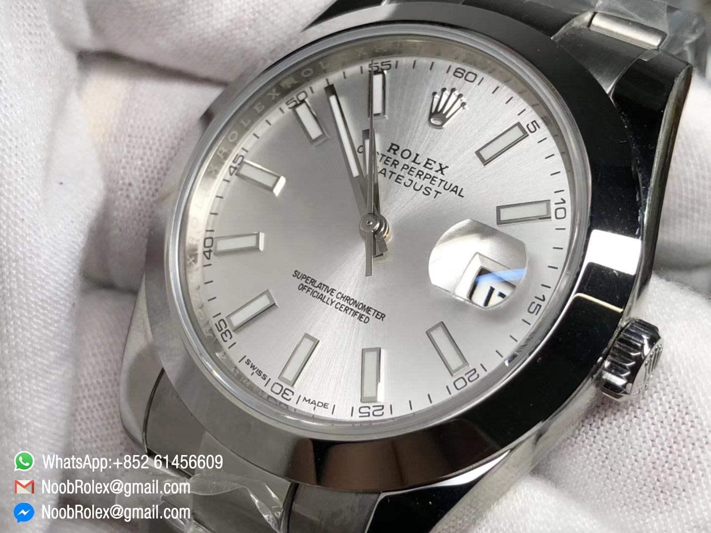 DateJust 41 126300 Domed Bezel Silver Dial Stick Markers on Steel Oyster Bracelet A3235 Noob Factory 1:1 High Quality