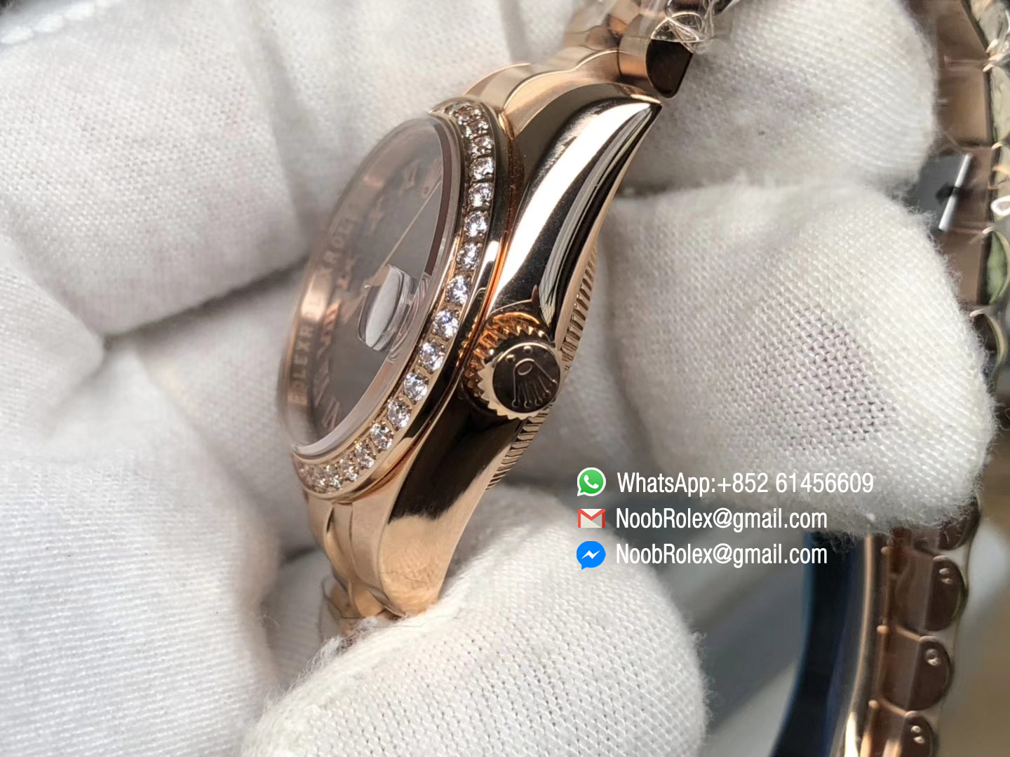 Lady-Datejust 28 Oyster Everose gold Case Chocolate and Roman Numerals Dial Diamonds Bezel Predident Bracelet 1:1 High Quality