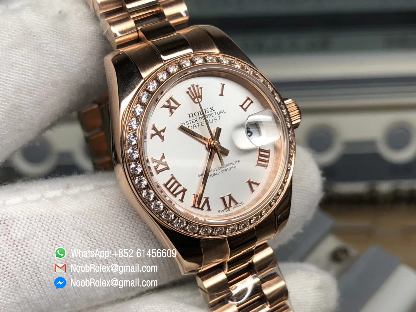 Lady-Datejust 28 Oyster Everose gold Case White Dial and Roman Numerals Hour Markets Diamonds Bezel Predident Bracelet 1:1 High Quality
