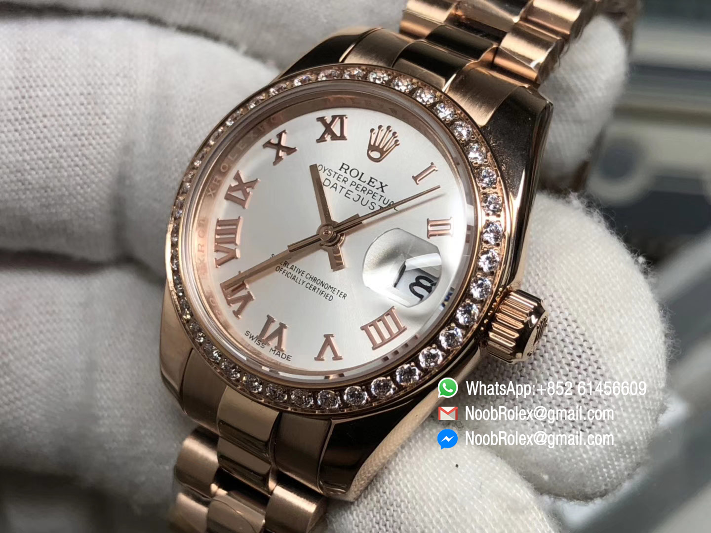 Lady-Datejust 28 Oyster Everose gold Case White Dial and Roman Numerals Hour Markets Diamonds Bezel Predident Bracelet 1:1 High Quality