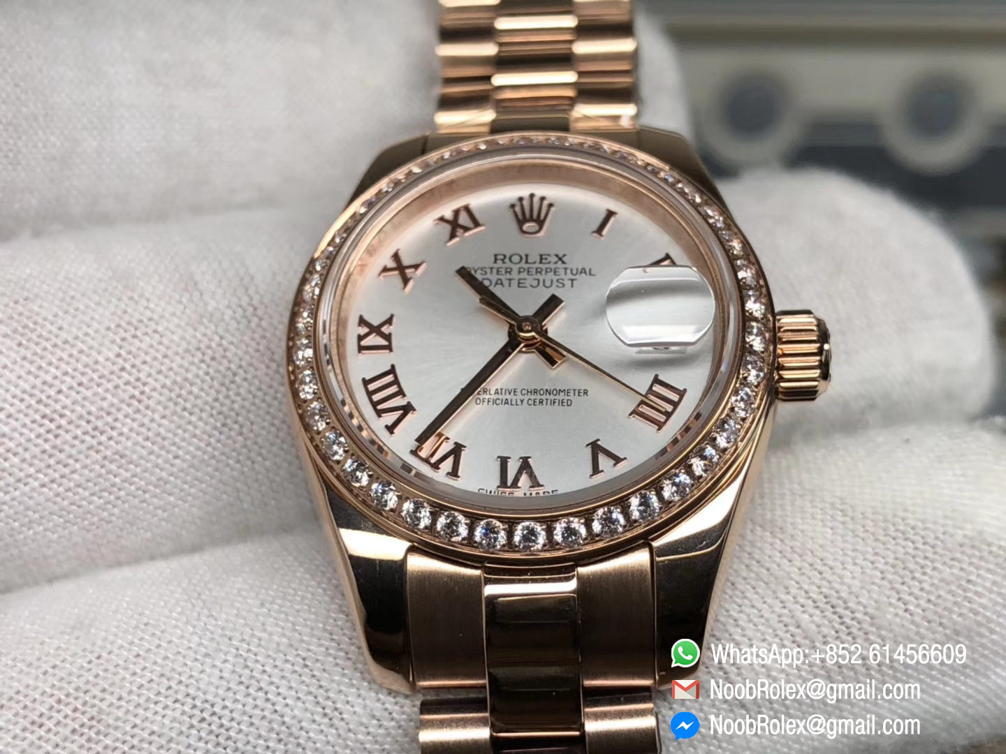 Lady-Datejust 28 Oyster Everose gold Case White Dial and Roman Numerals Hour Markets Diamonds Bezel Predident Bracelet 1:1 High Quality