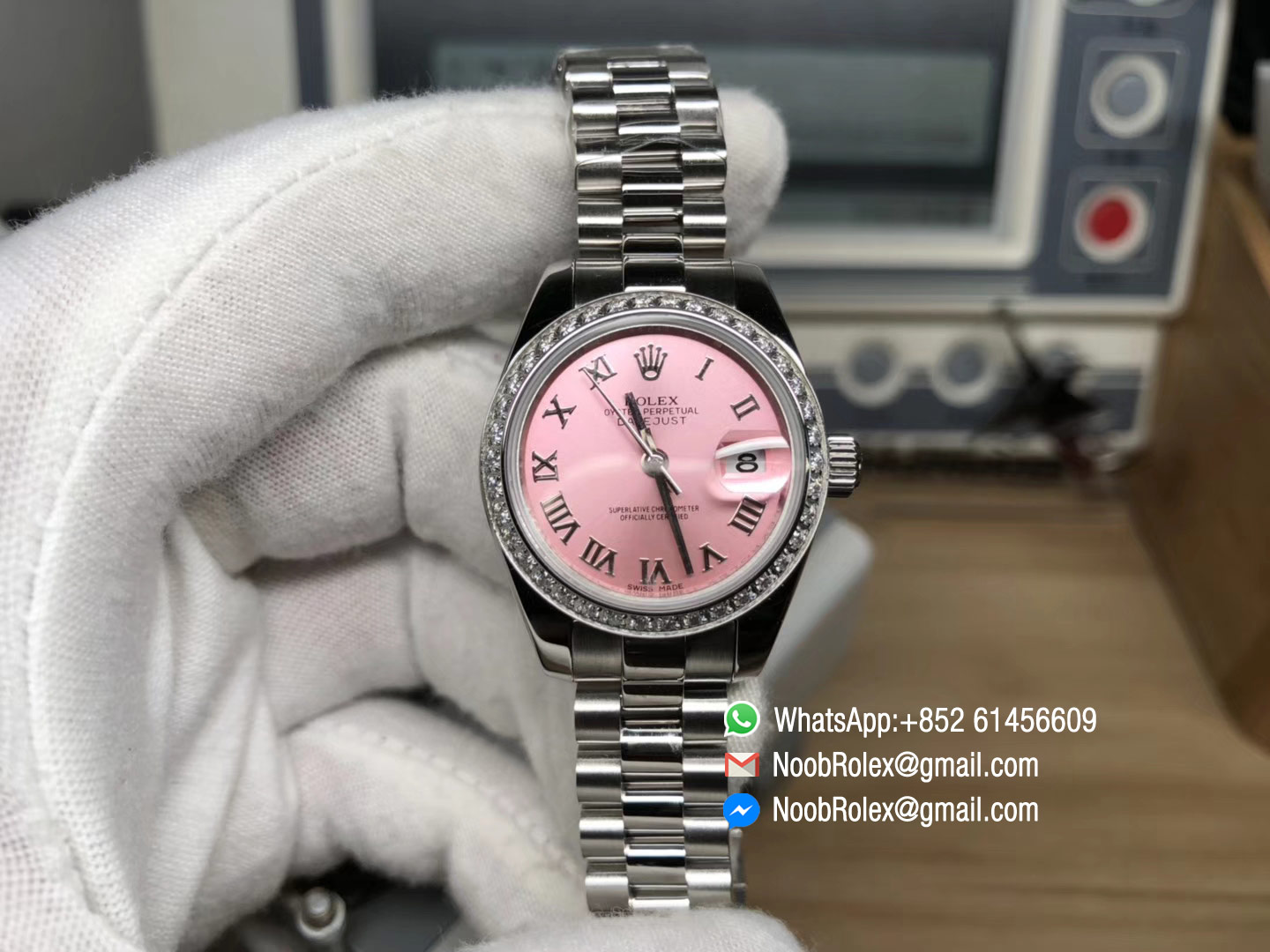 Lady-Datejust 28 Oyster Stainless Steel Case Pink Dial and Roman Numerals Hour Markets Diamonds Bezel Predident Bracelet 1:1 High Quality