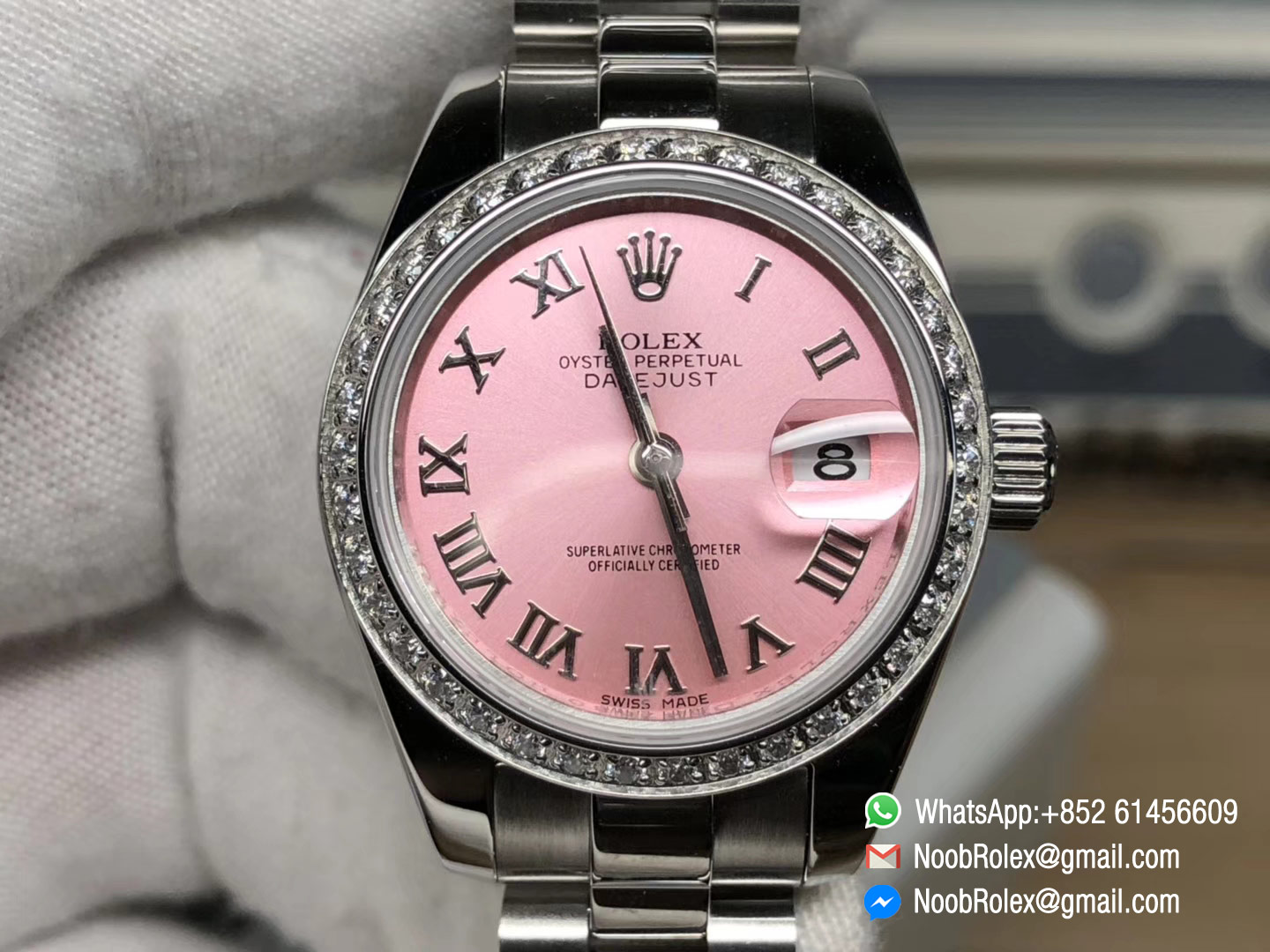 Lady-Datejust 28 Oyster Stainless Steel Case Pink Dial and Roman Numerals Hour Markets Diamonds Bezel Predident Bracelet 1:1 High Quality