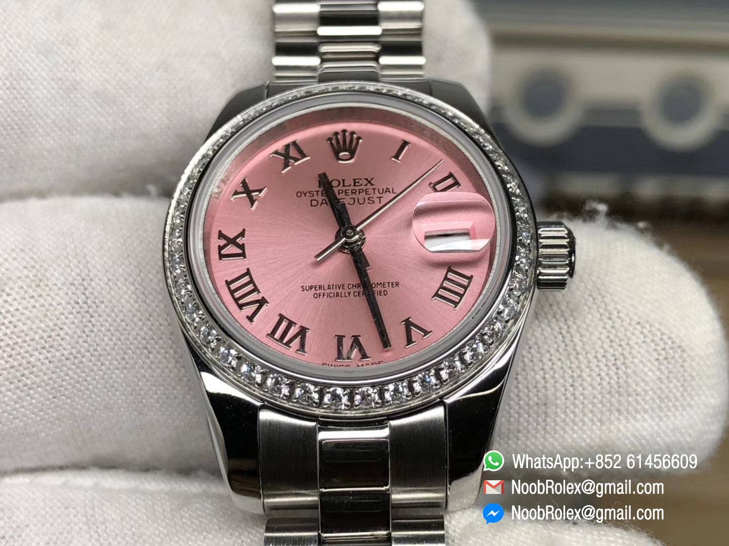 Lady-Datejust 28 Oyster Stainless Steel Case Pink Dial and Roman Numerals Hour Markets Diamonds Bezel Predident Bracelet 1:1 High Quality