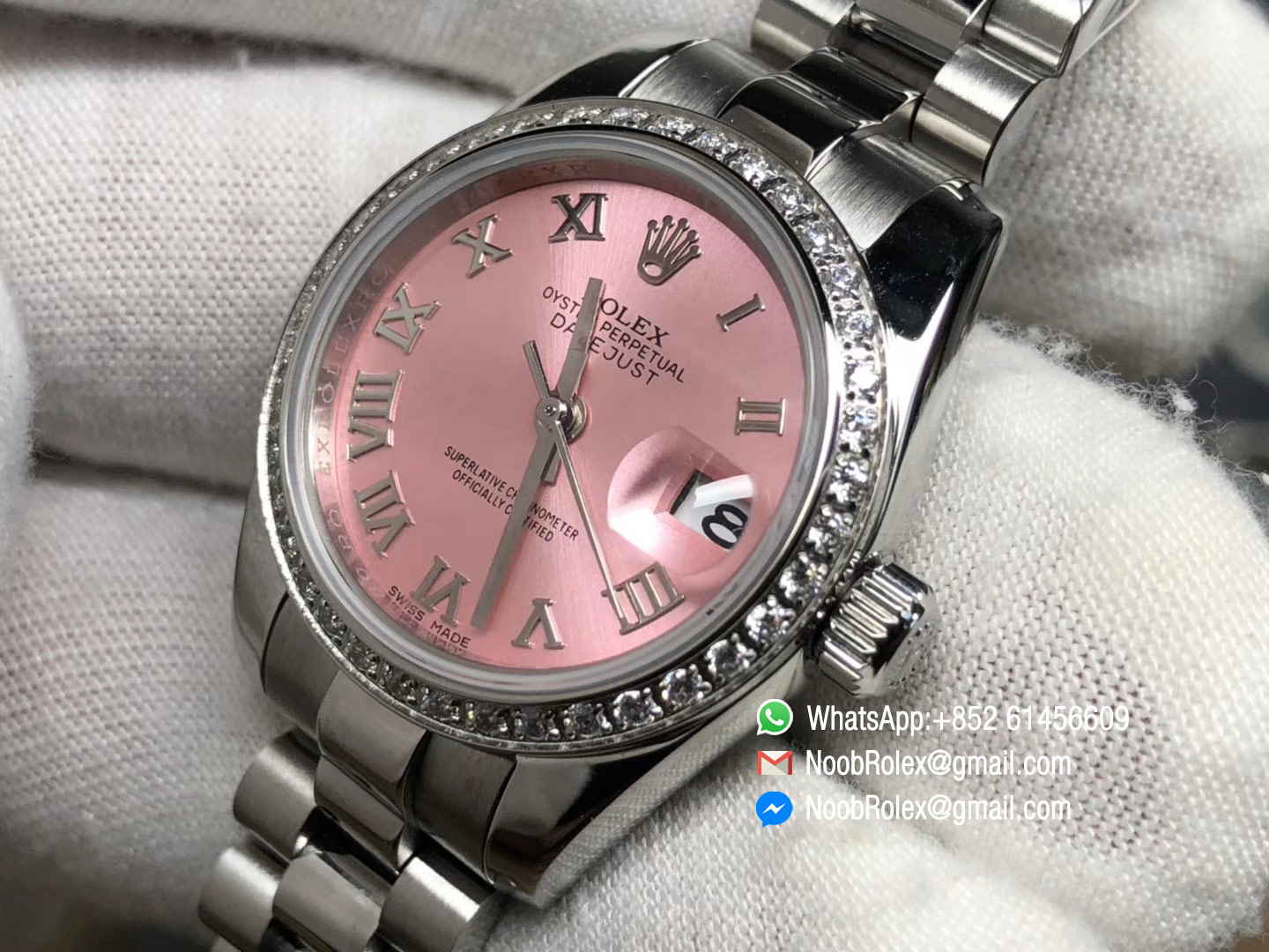 Lady-Datejust 28 Oyster Stainless Steel Case Pink Dial and Roman Numerals Hour Markets Diamonds Bezel Predident Bracelet 1:1 High Quality