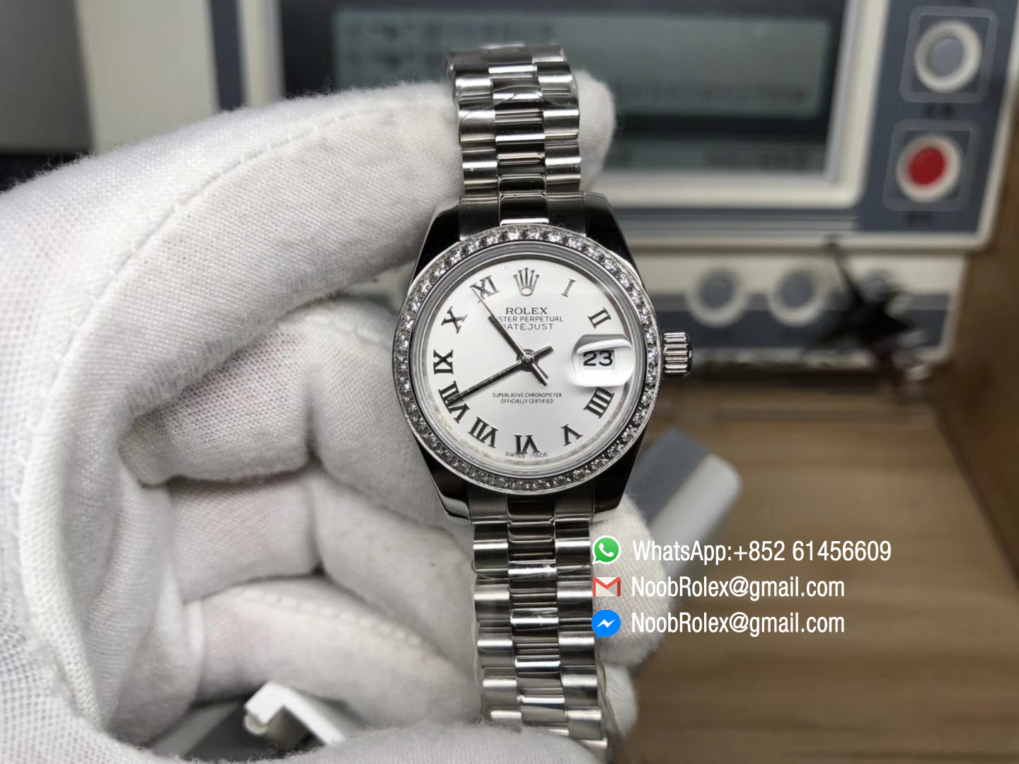 Lady-Datejust 28 Oyster Stainless Steel Case White Dial and Roman Numerals Hour Markets Diamonds Bezel Predident Bracelet 1:1 High Quality