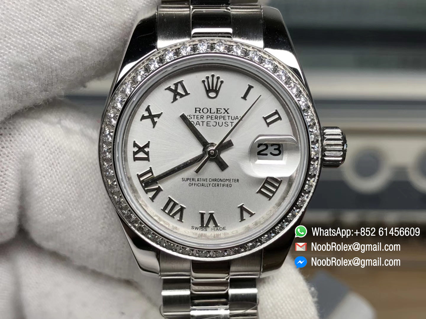 Lady-Datejust 28 Oyster Stainless Steel Case White Dial and Roman Numerals Hour Markets Diamonds Bezel Predident Bracelet 1:1 High Quality
