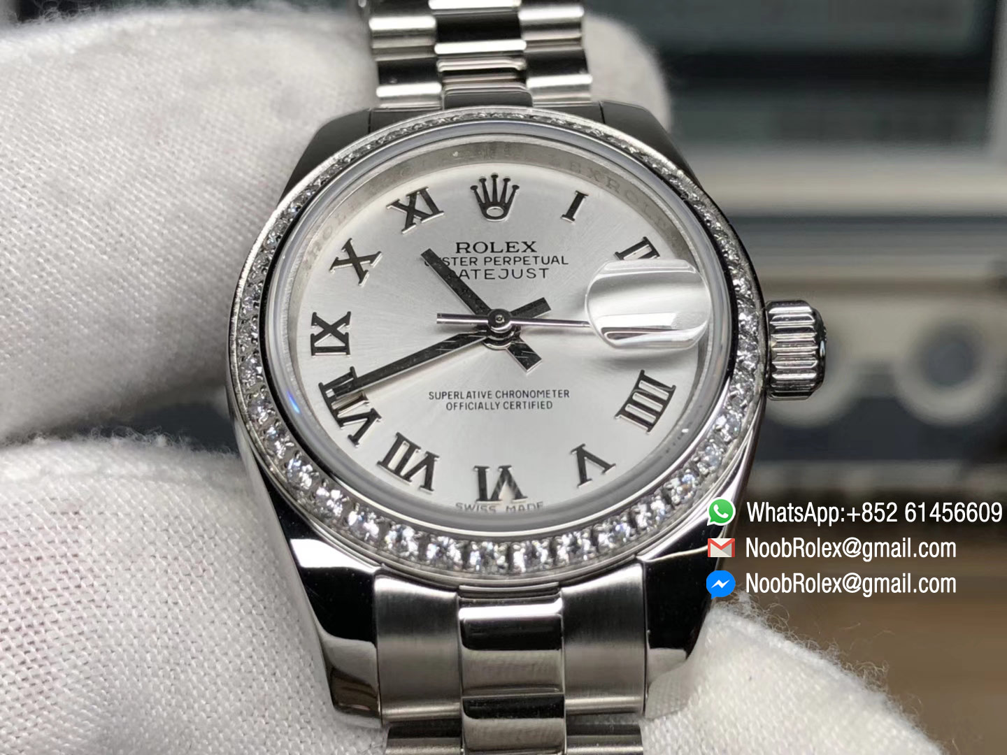 Lady-Datejust 28 Oyster Stainless Steel Case White Dial and Roman Numerals Hour Markets Diamonds Bezel Predident Bracelet 1:1 High Quality
