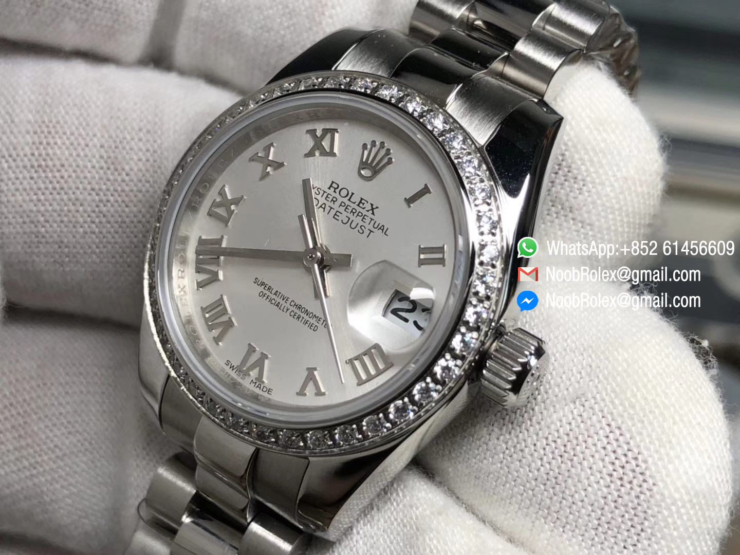 Lady-Datejust 28 Oyster Stainless Steel Case White Dial and Roman Numerals Hour Markets Diamonds Bezel Predident Bracelet 1:1 High Quality