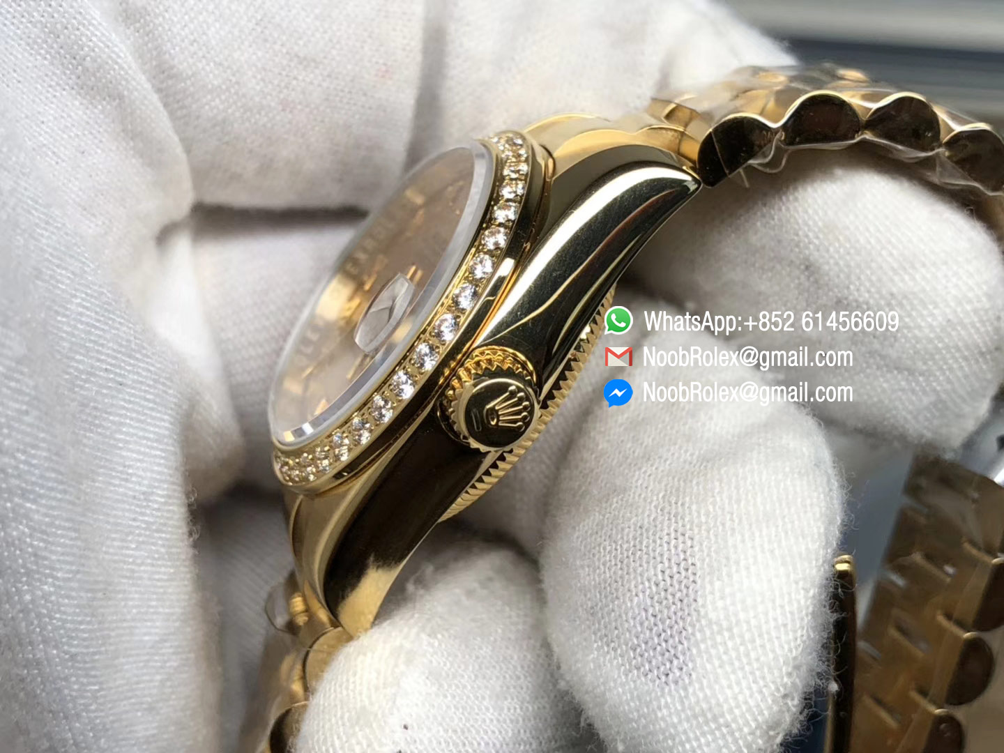 Lady-Datejust 28 Oyster Yellow Gold Case and Dial with Roman Numerals Dial Diamonds Bezel Predident Bracelet 1:1 High Quality