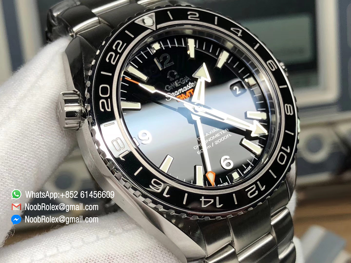Seamaster Planet Ocean 600M Co-Axial GMT Watch VSF 2018 Best Edition Black Dial Silver Markers on Steel Bracelet A8605 Super Clone