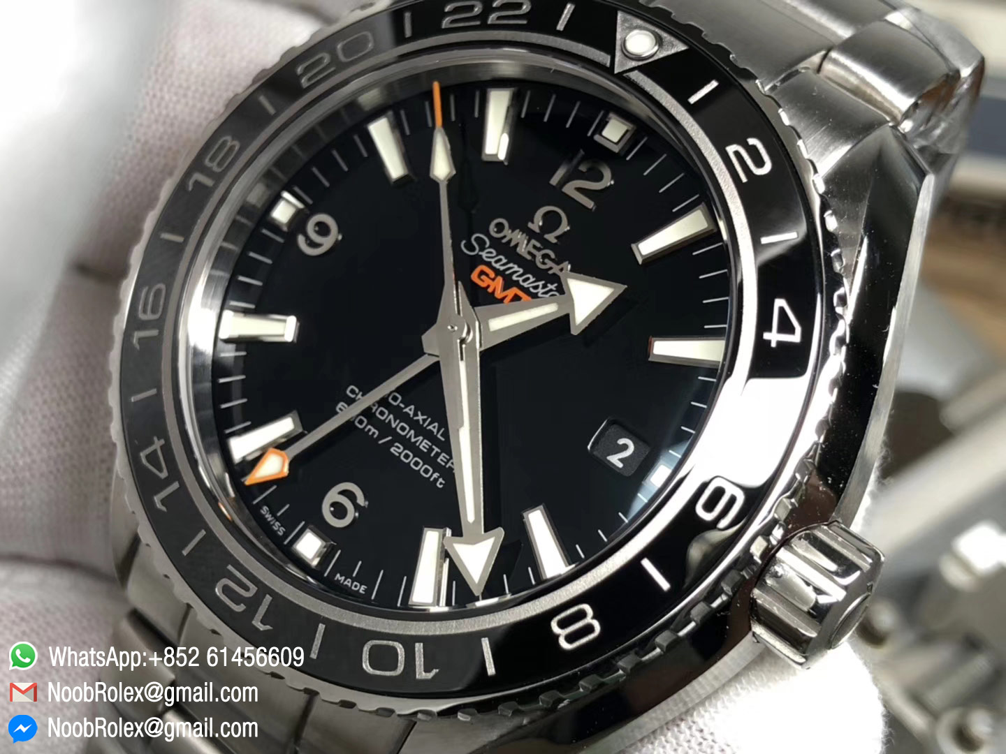 Seamaster Planet Ocean 600M Co-Axial GMT Watch VSF 2018 Best Edition Black Dial Silver Markers on Steel Bracelet A8605 Super Clone