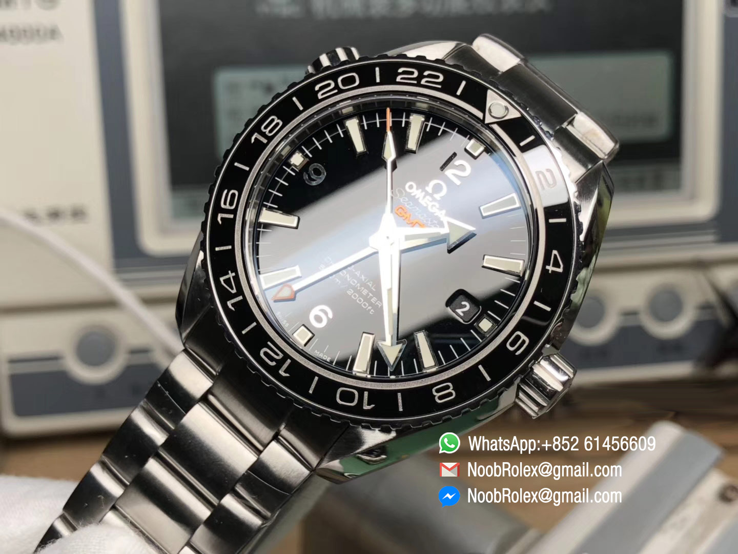 Seamaster Planet Ocean 600M Co-Axial GMT Watch VSF 2018 Best Edition Black Dial Silver Markers on Steel Bracelet A8605 Super Clone