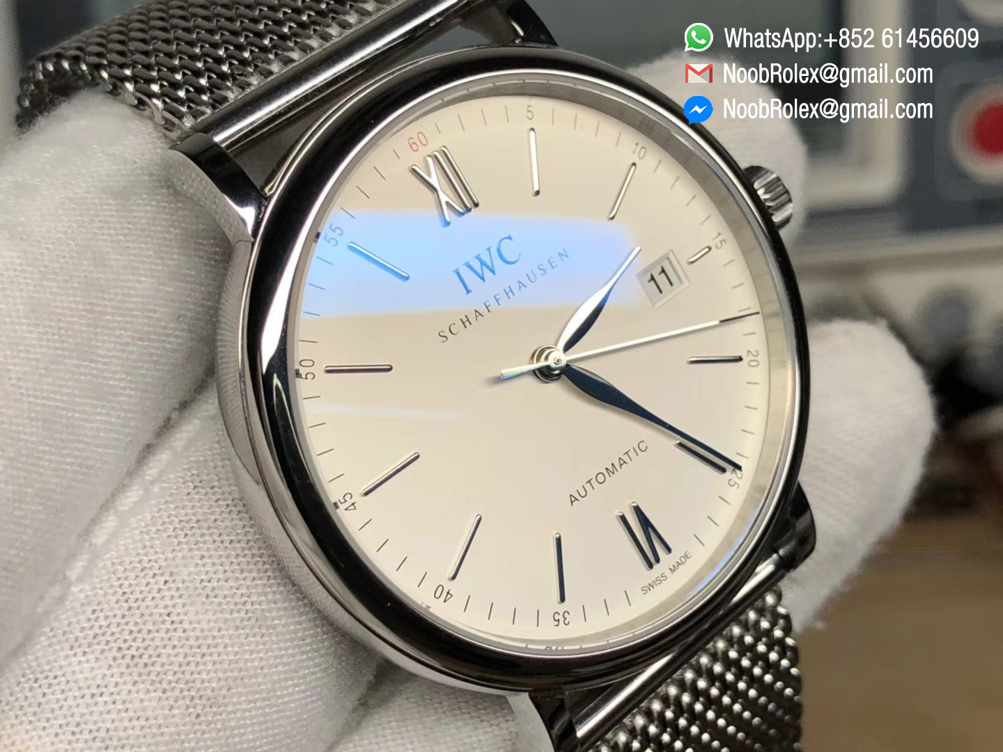 Portofino Automatic Stainless Steel Case MKS Factory 1:1 Best Edition White Dial on Stainless Steel Mesh Bracelet A2892 V4