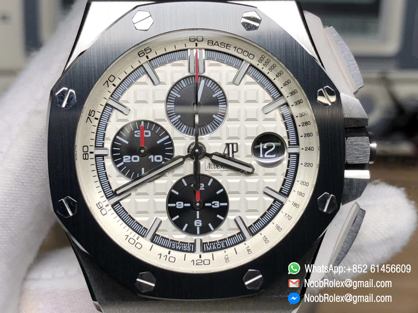 Royal Oak Offshore 44mm 26400SO JF V2 Best Edition Updated Black Ceramic Bezel Real Ceramic Novelty White Dial White Rubber Strap A3126