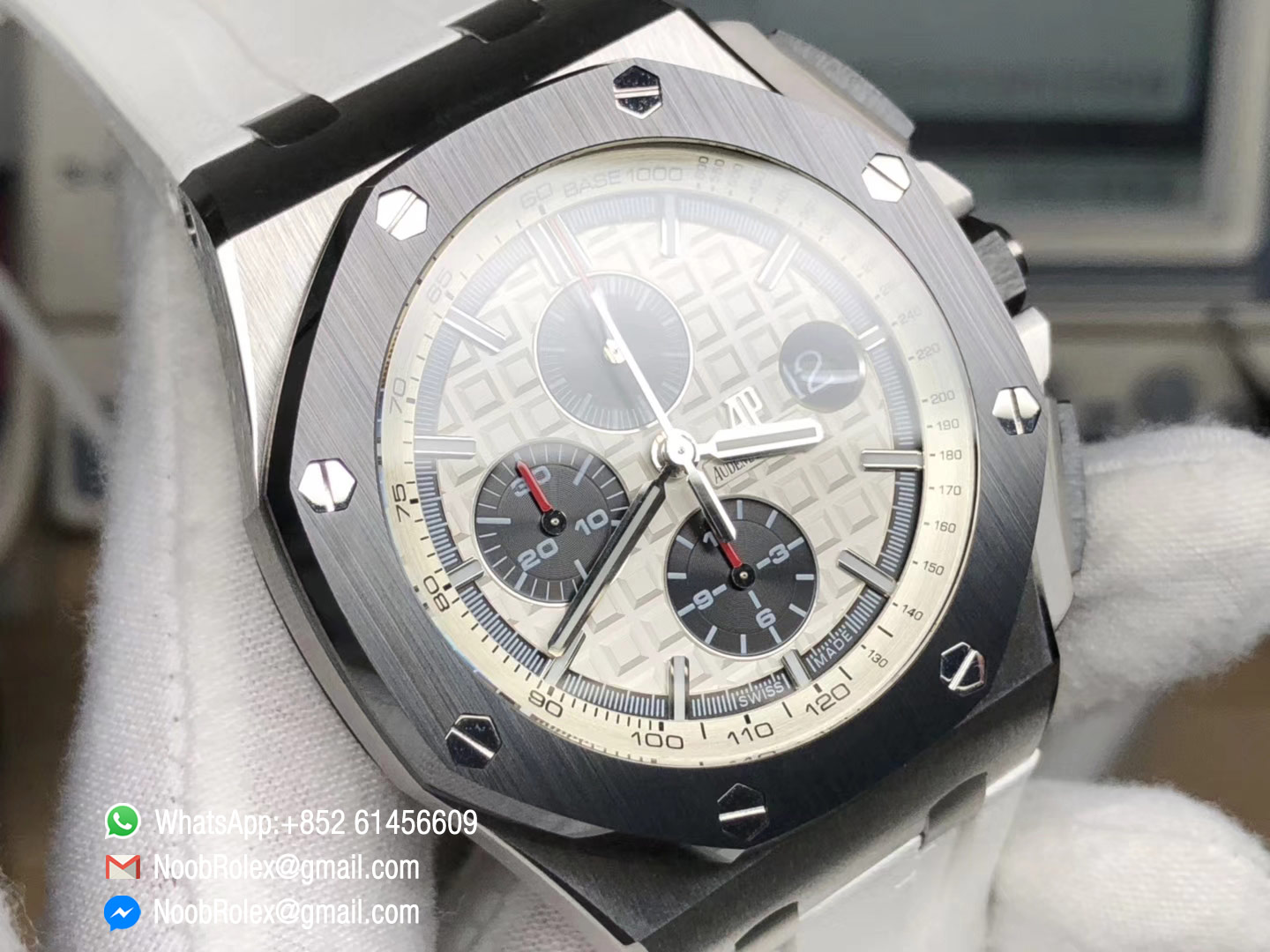 Royal Oak Offshore 44mm 26400SO JF V2 Best Edition Updated Black Ceramic Bezel Real Ceramic Novelty White Dial White Rubber Strap A3126