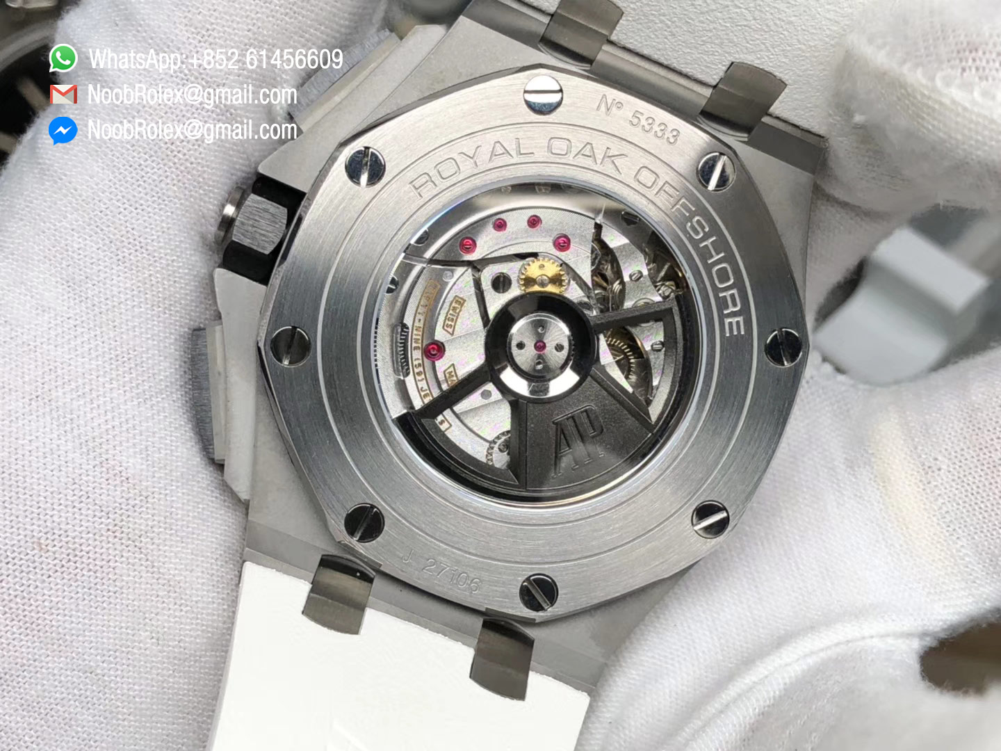 Royal Oak Offshore 44mm 26400SO JF V2 Best Edition Updated Black Ceramic Bezel Real Ceramic Novelty White Dial White Rubber Strap A3126