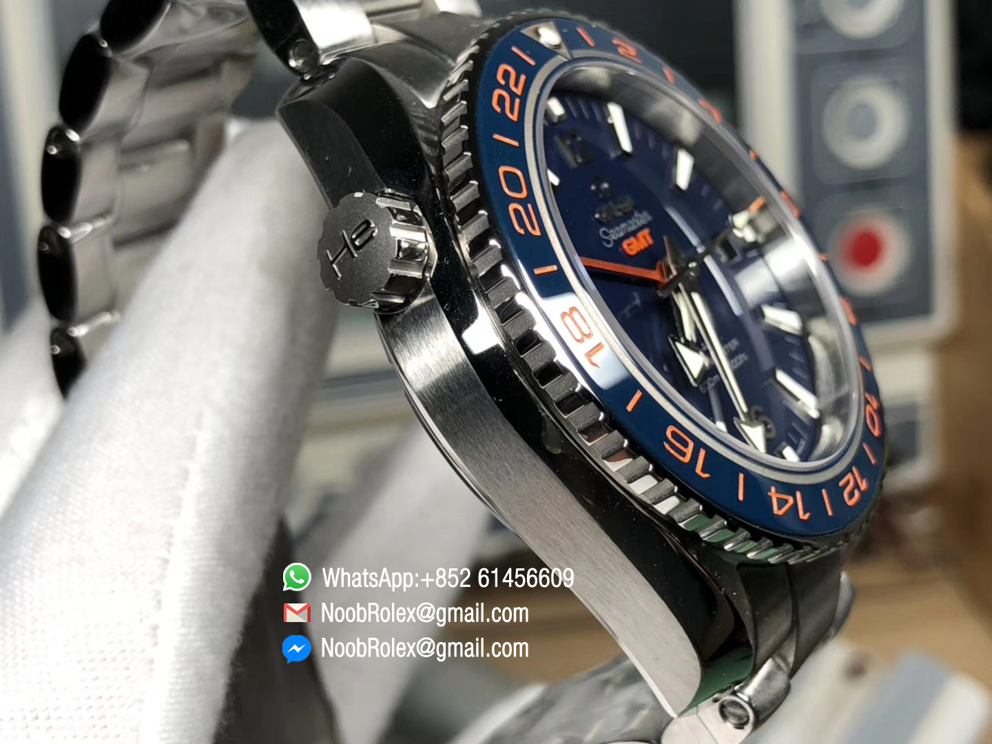 Seamaster Planet Ocean 600M Co-Axial GMT 43.5mm Blue Dial Blue Ceramic Bezel on Steel Bracelet A8605 Super Clone VSF 1:1 2018 Best Edition