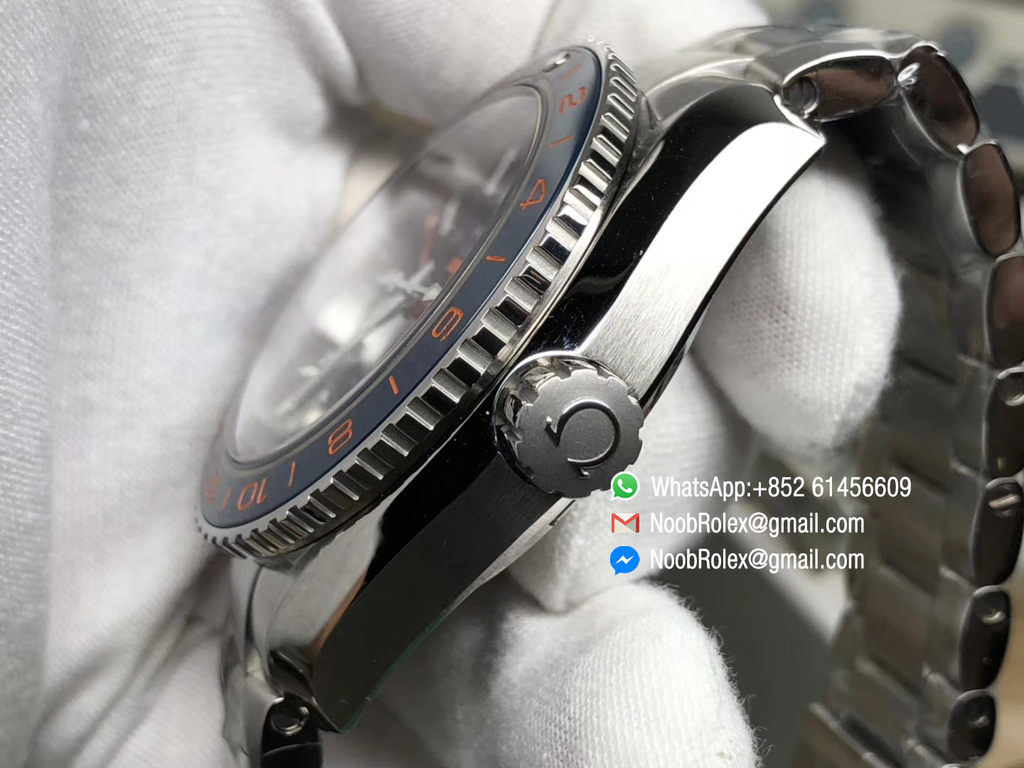 Seamaster Planet Ocean 600M Co-Axial GMT 43.5mm Blue Dial Blue Ceramic Bezel on Steel Bracelet A8605 Super Clone VSF 1:1 2018 Best Edition