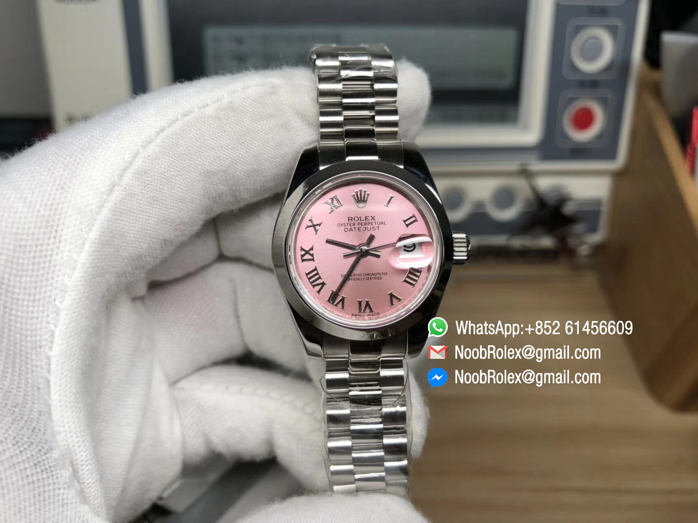 Lady-Datejust 28 Oyster Stainless Steel Case Pink Dial and Roman Numerals Hour Markets Predident Bracelet 1:1 High Quality