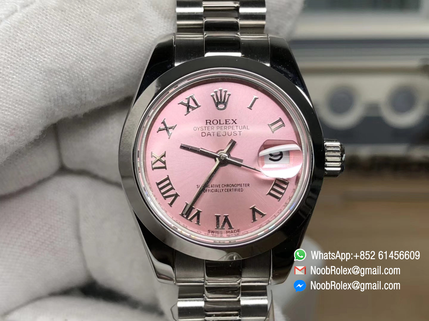Lady-Datejust 28 Oyster Stainless Steel Case Pink Dial and Roman Numerals Hour Markets Predident Bracelet 1:1 High Quality